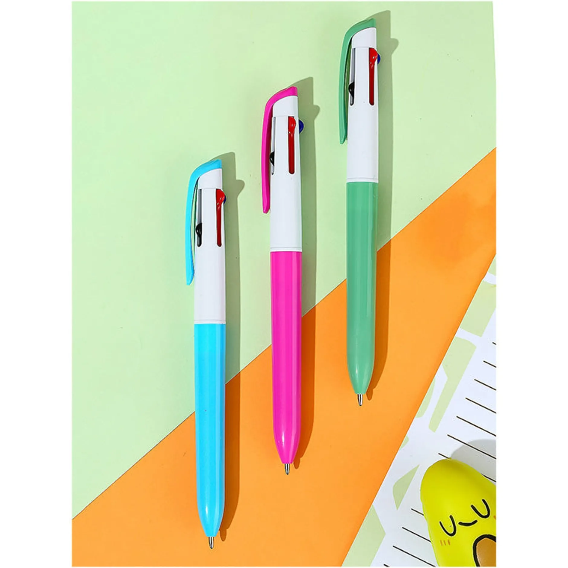 MINISO Penna Con 4 Colori Impugnatura Rosa