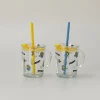 MINISO Tazza In Vetro Con Cannuccia - Minions (1Pz) (400Ml) New